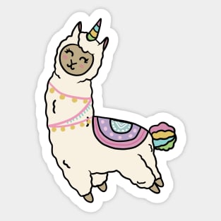 Cute Happy Unicorn Llama Alpaca Sticker